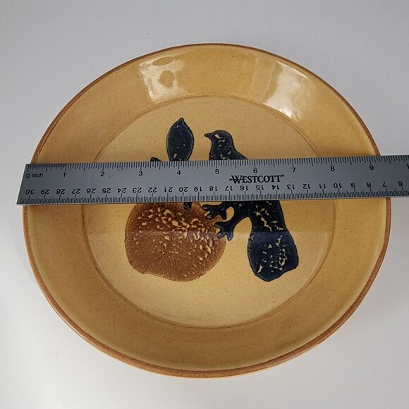 PFALTZGRAFF Pie Plate 9" Bird Cherry Pattern America Folk Art Rustic MCM 576 - Picture 8 of 8